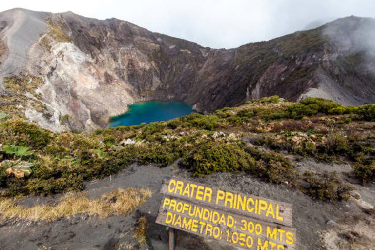 beautiful irazu volcano at 3400 metres above sea level in costa rica.